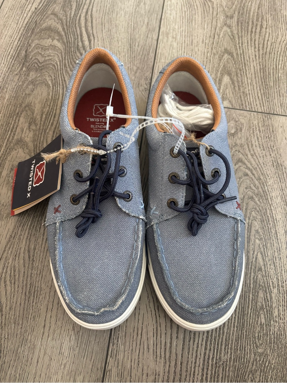 Twisted X Light Blue Canvas Boat Shoes